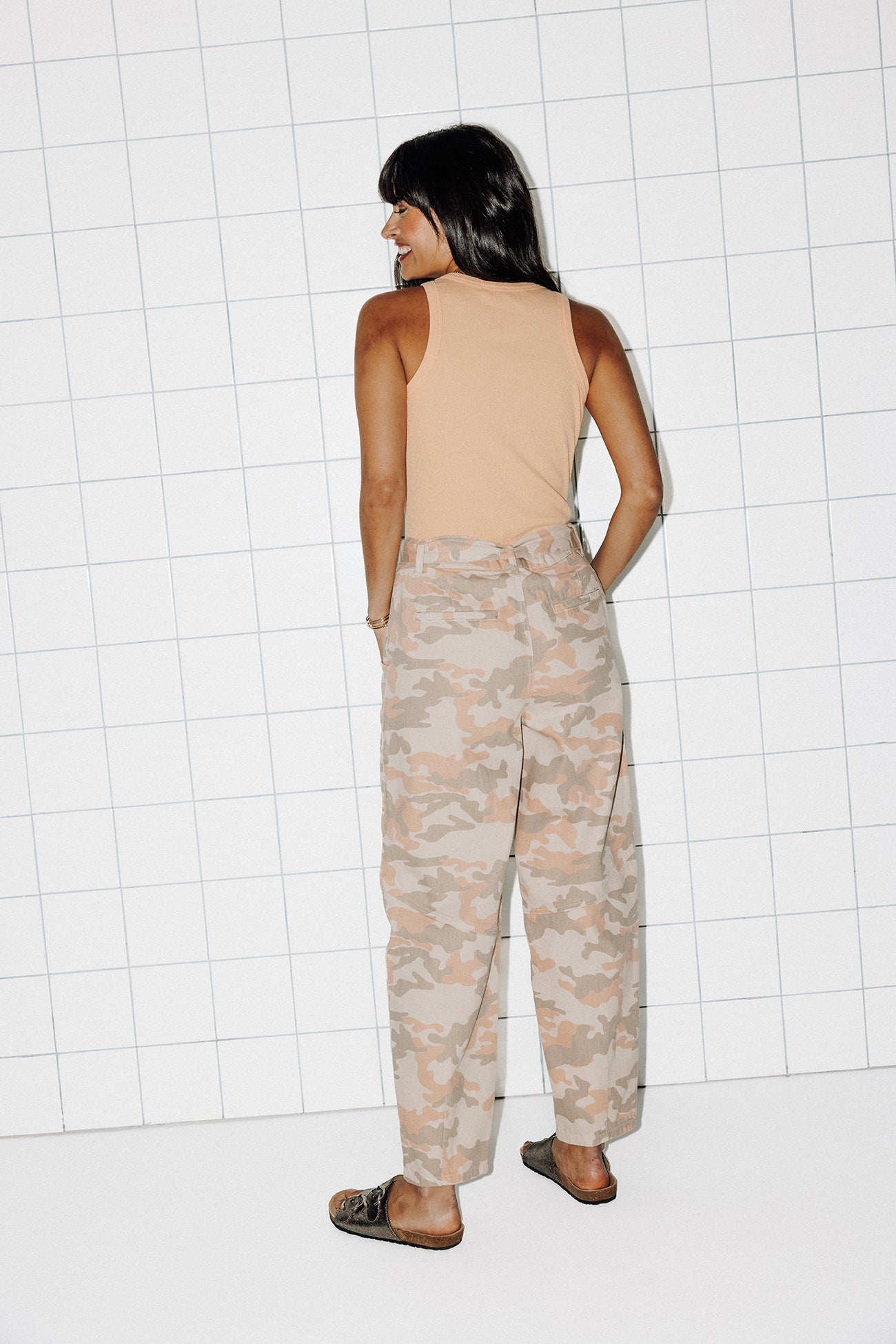 Patterned baggy trousers - Peach prints