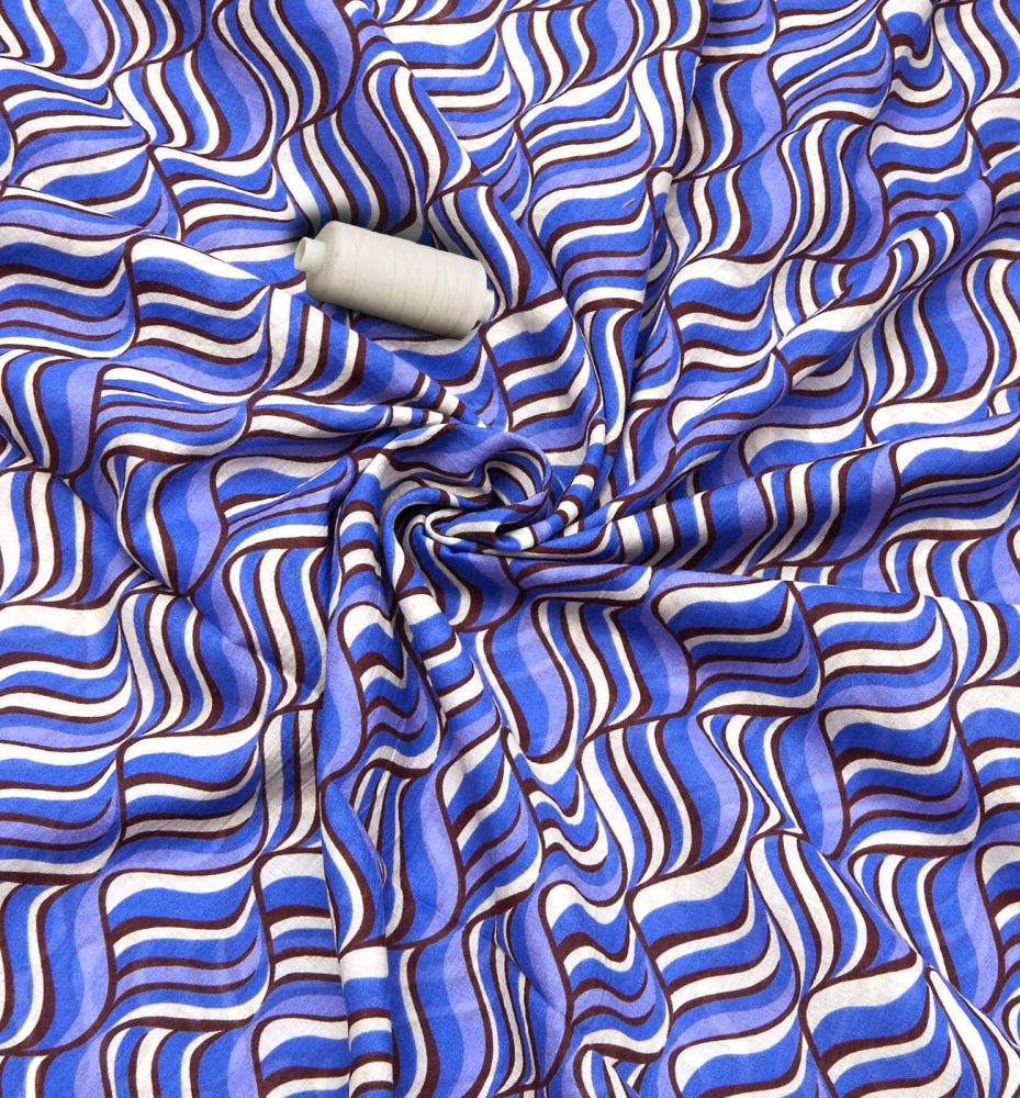 2m cotton voile fabric cut - Blue print