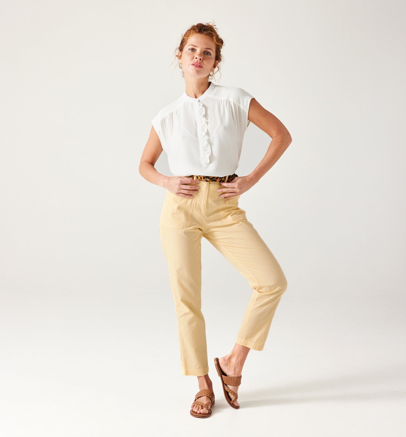 Canvas cotton trousers - Ecru