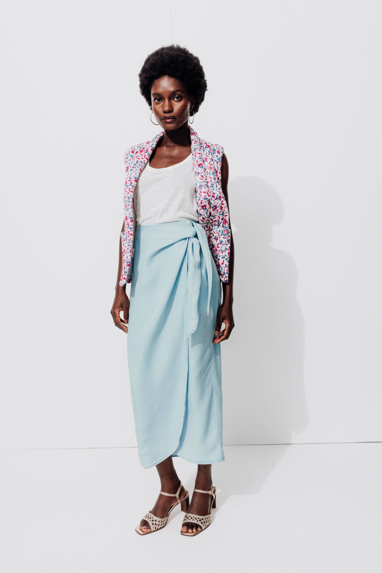 Lyocell crossover skirt - Light denim