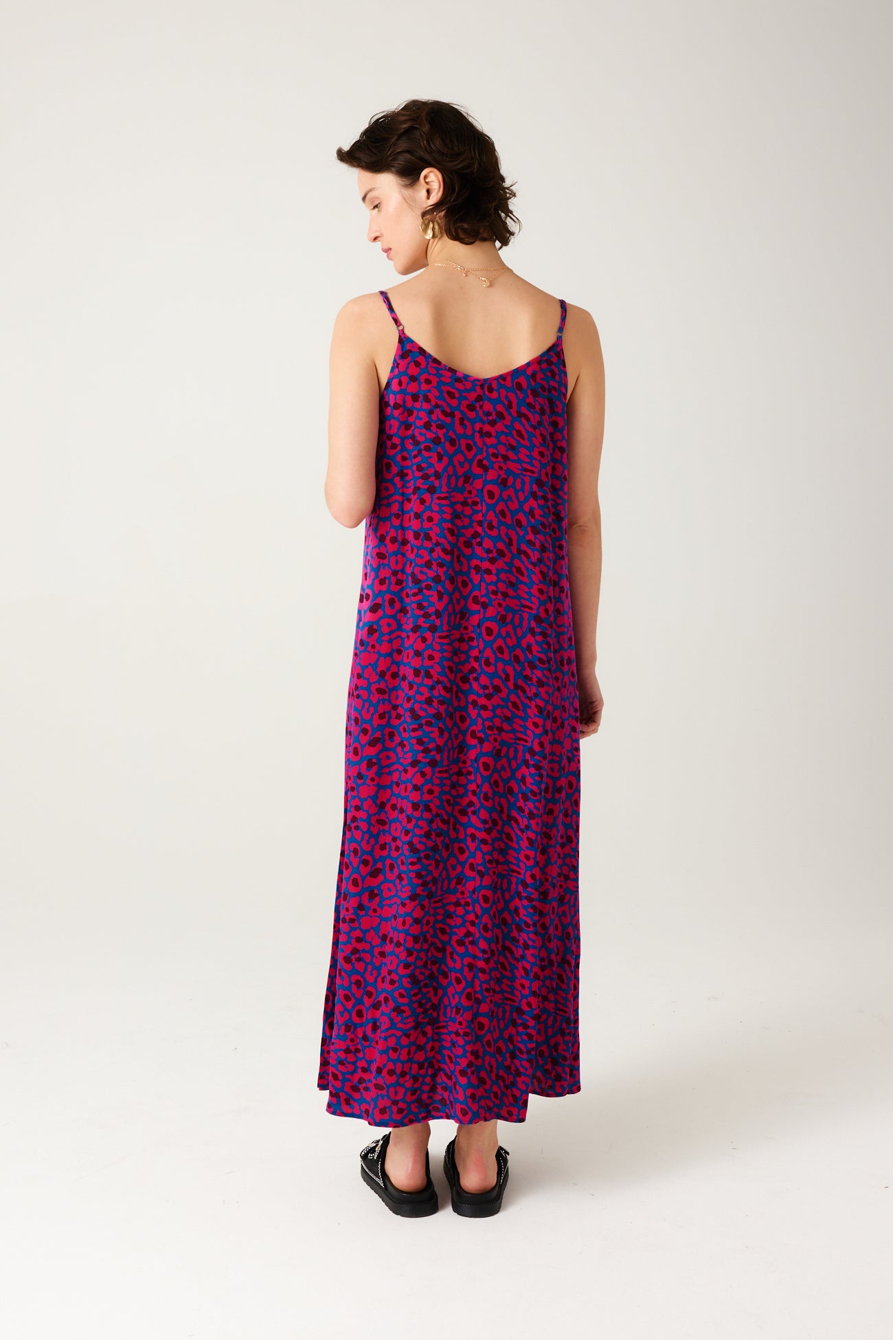 Long strappy dress - Pink print