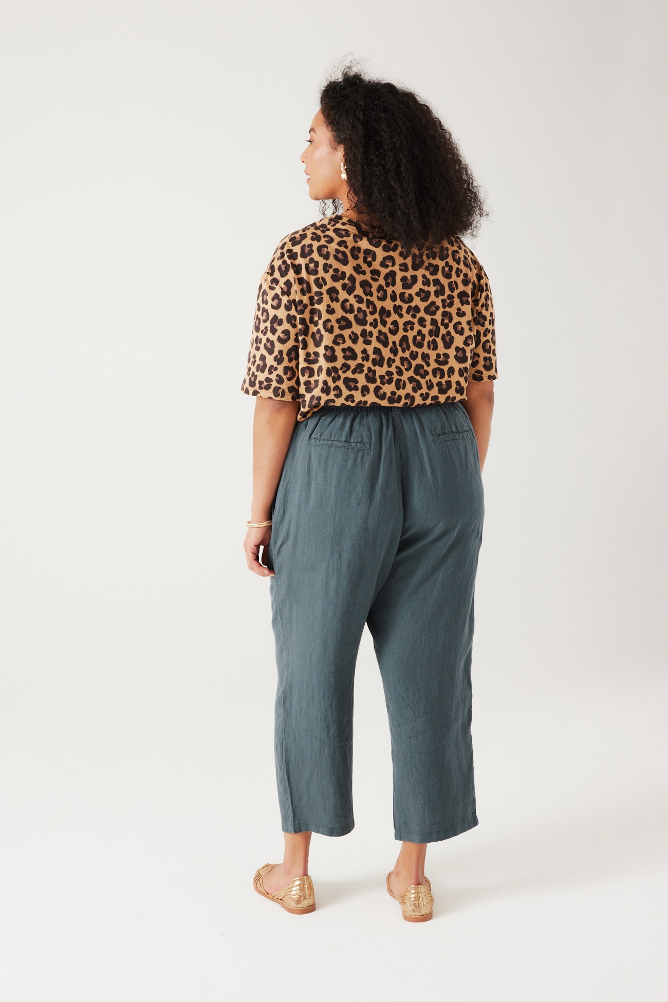 High-waist linen trousers - Green