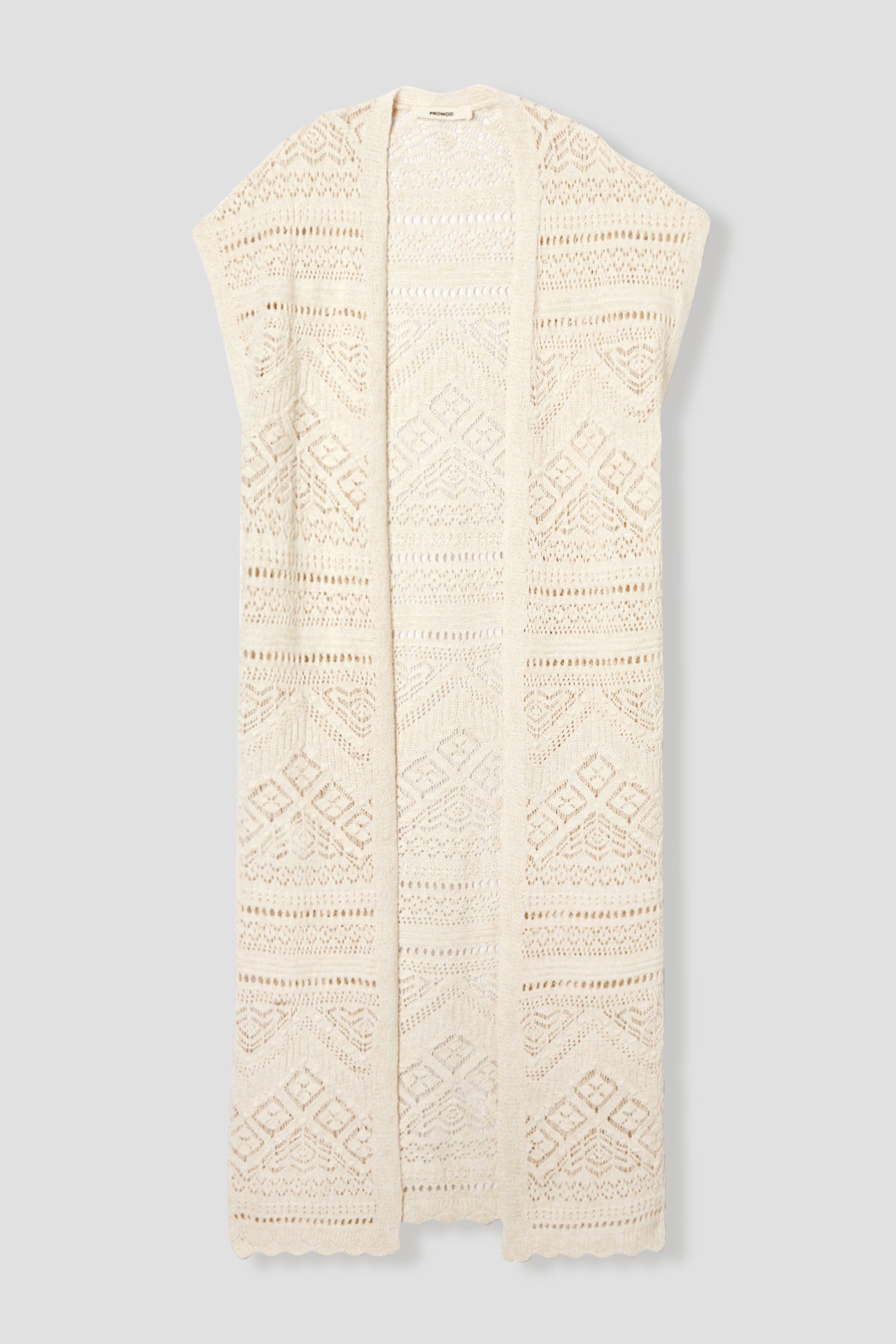 Long crochet cardigan - Ecru