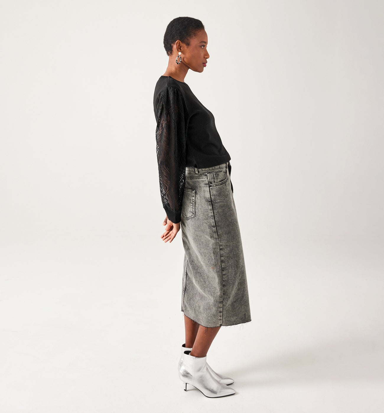 Lightweight lace-detail jumper - Black