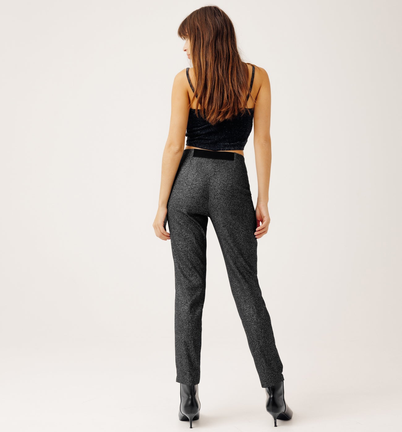 Glitzy cigarette trousers - Black print