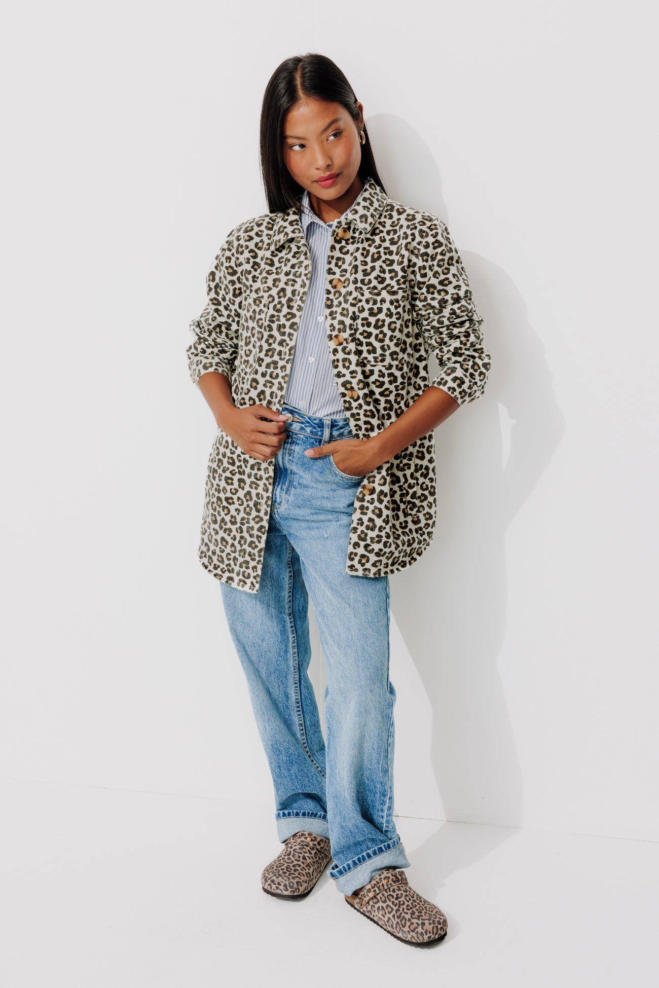 ALMA canvas overshirt - Ecru print