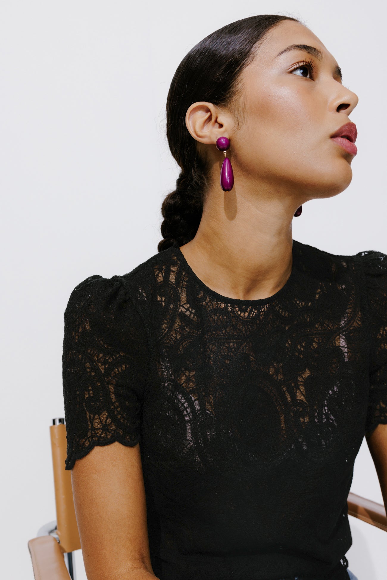 Lace-effect blouse - Ecru