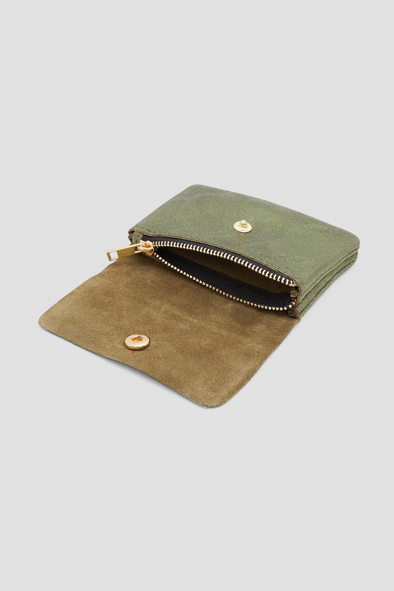Glitzy leather purse - Olive green