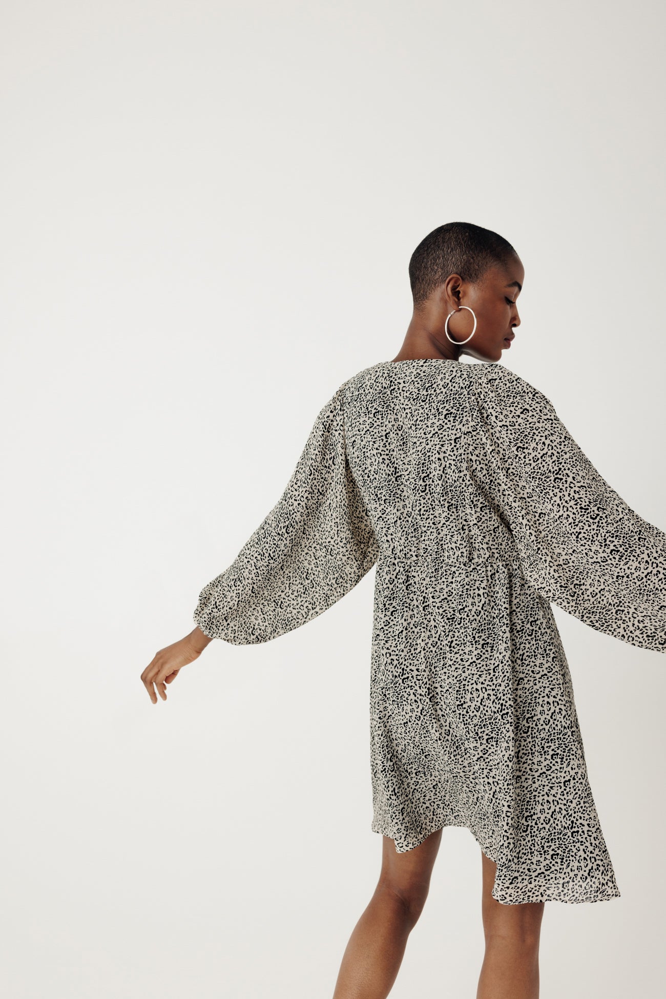 Short flared dress - Black print