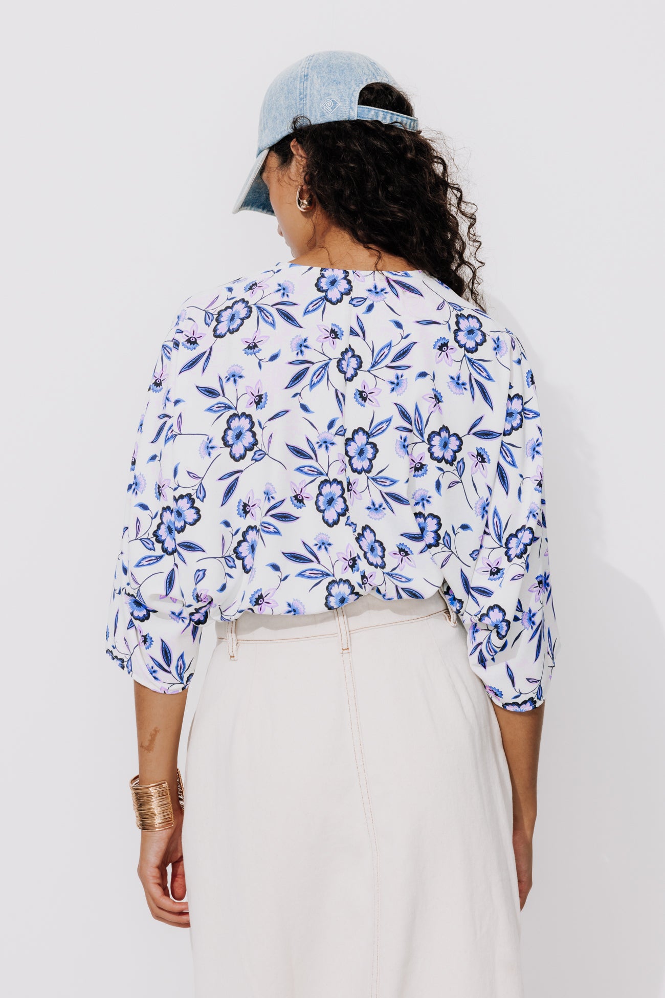 Patterned crossover blouse - Ecru print