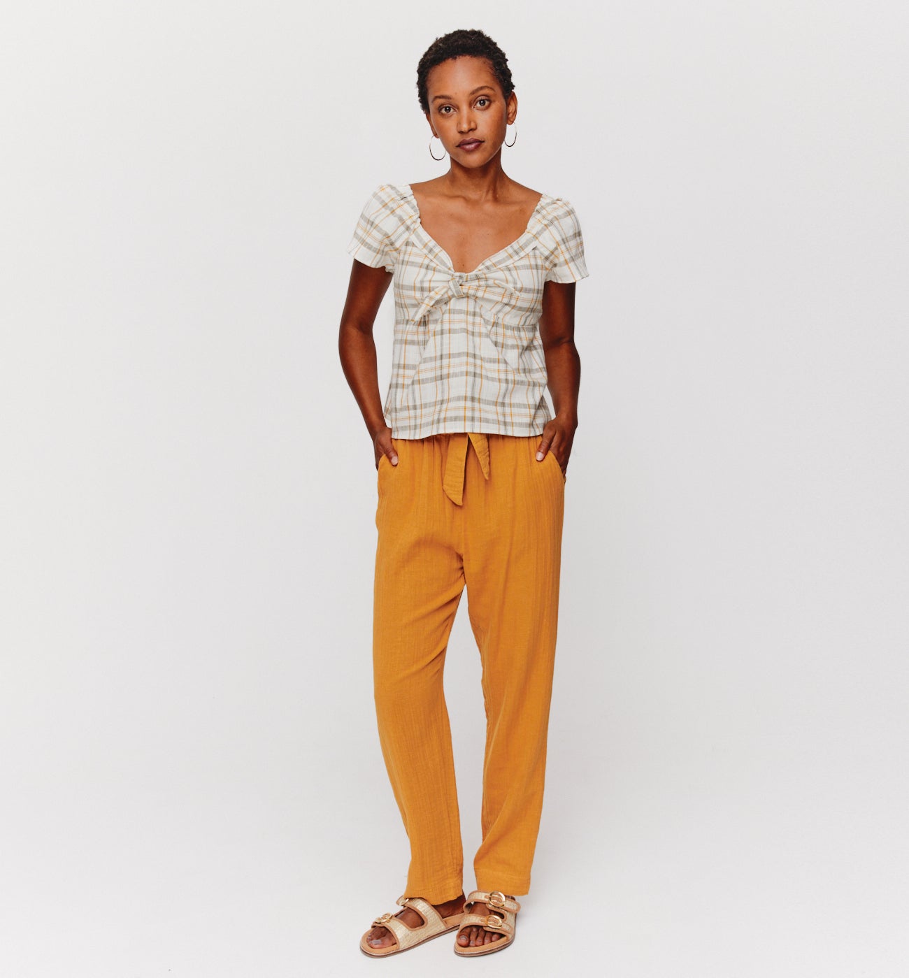 Checked blouse - Ecru checks