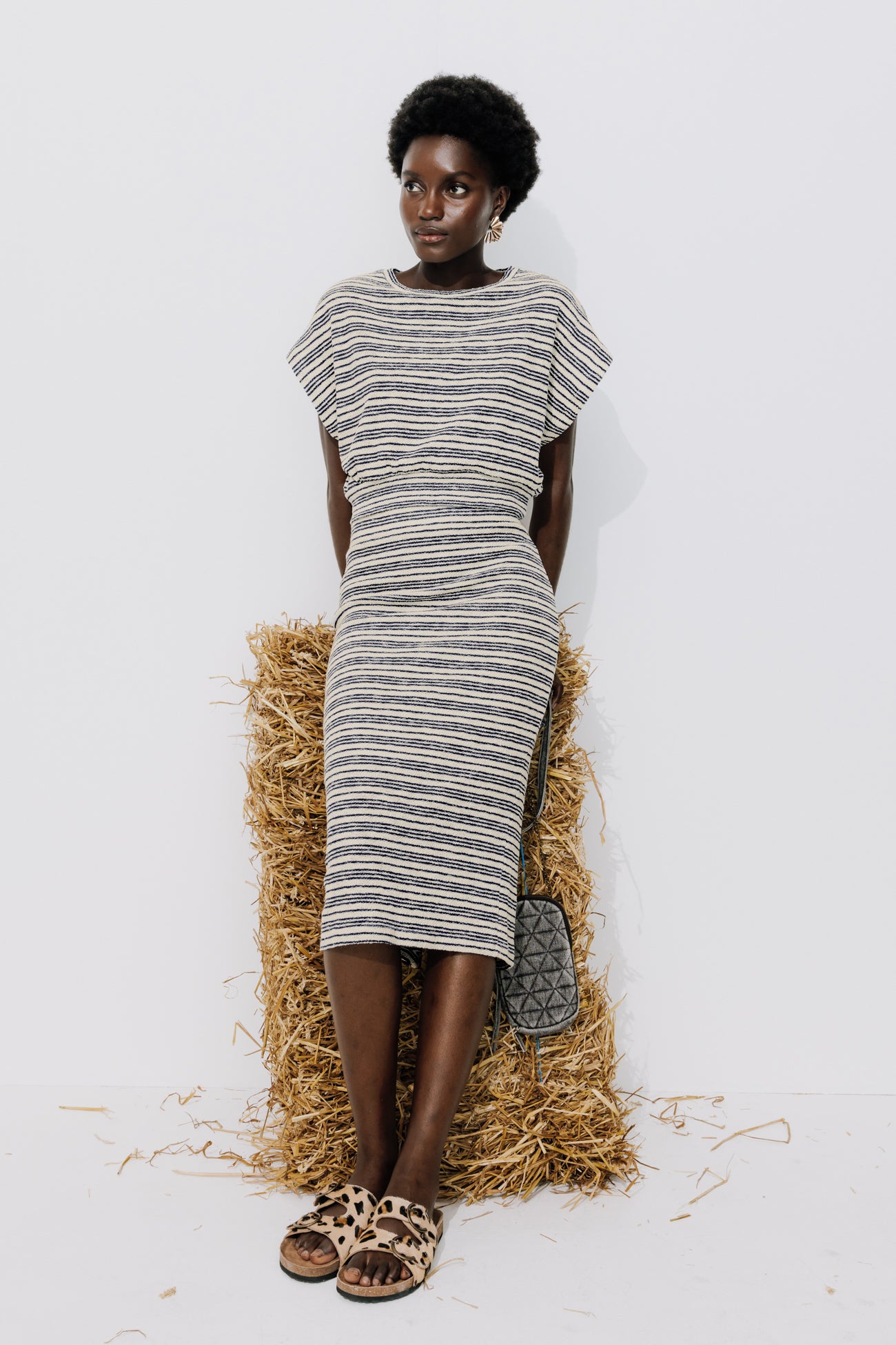 Midi knit skirt - Blue stripes