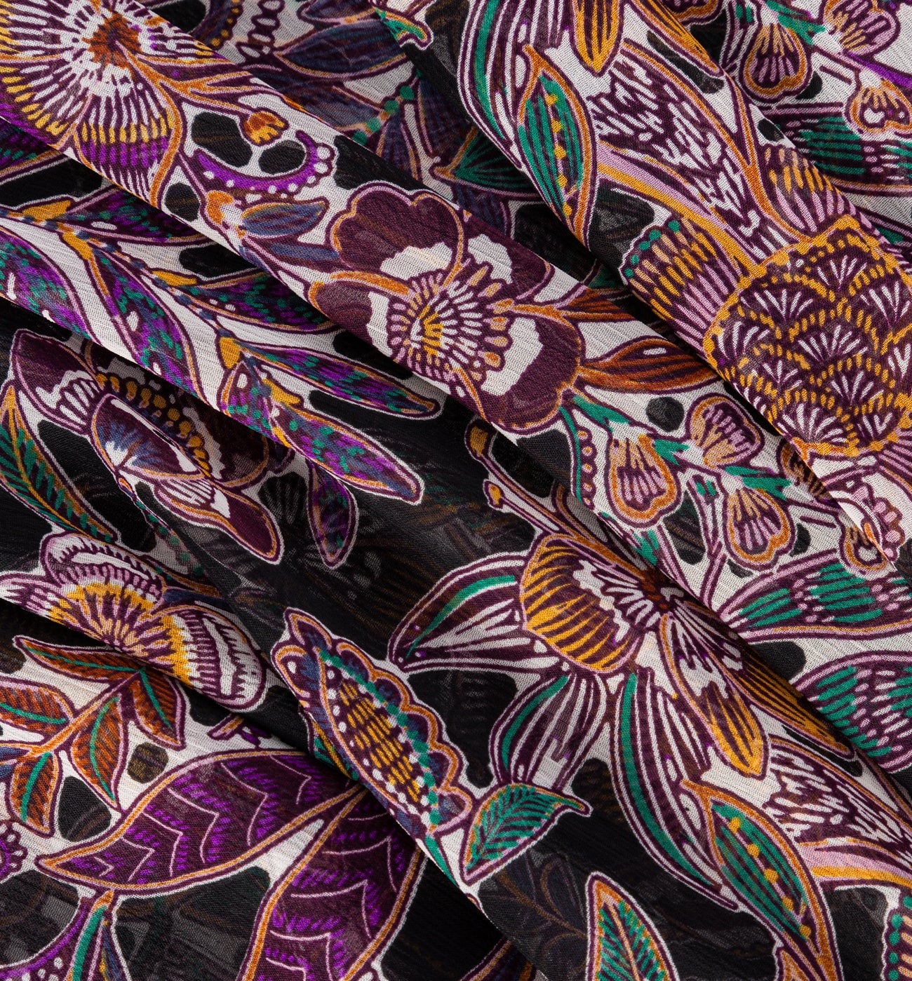 Polyester voile fabric cut - Multicolour print