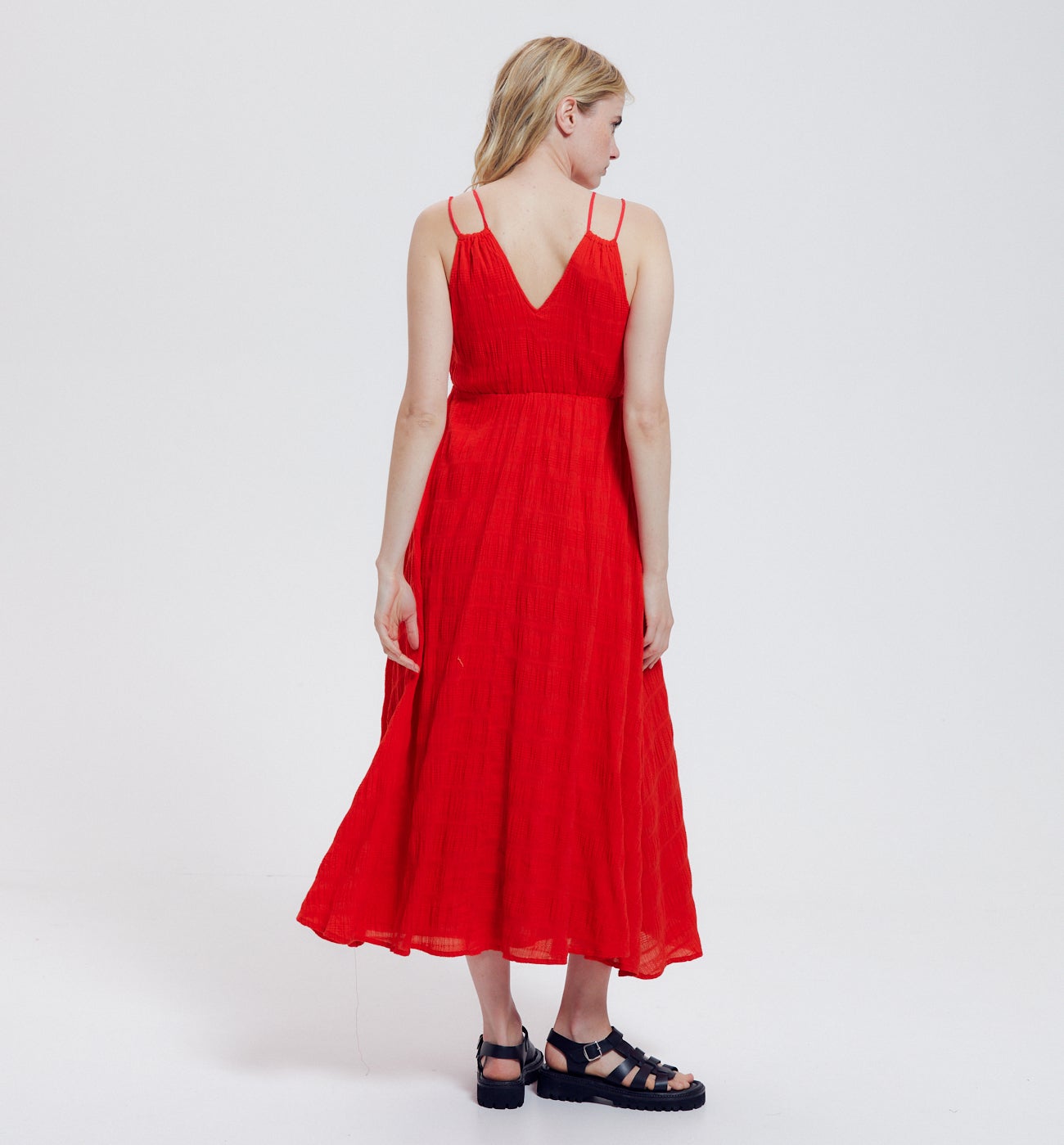 Mid-length strappy dress - Neon green