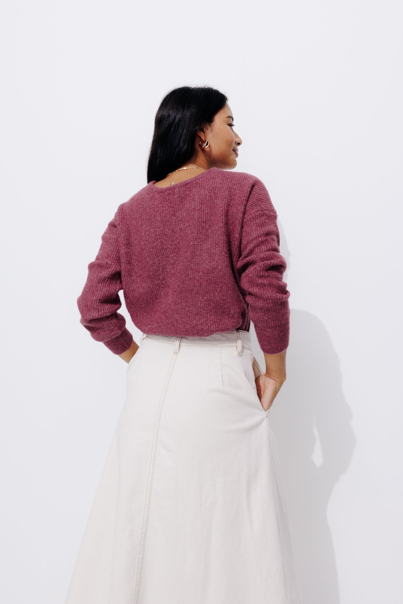 V-neck ribbed jumper - Grey