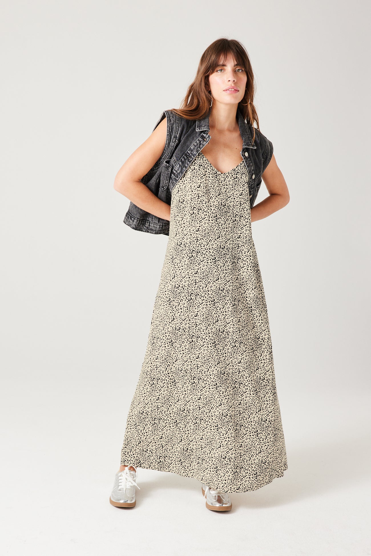 Mid-length patterned dress - Multicolour print