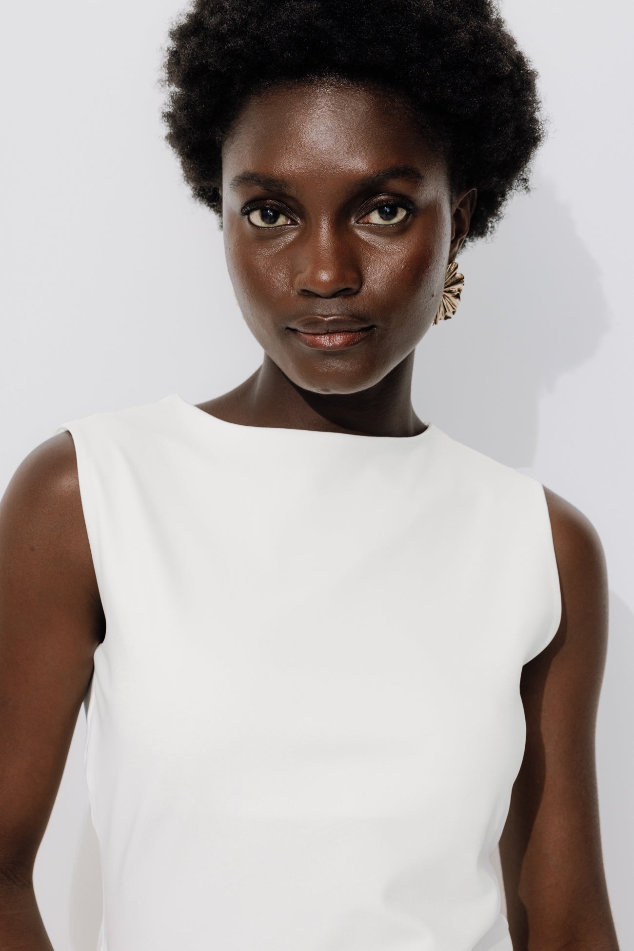 Plain sleeveless top - Ecru