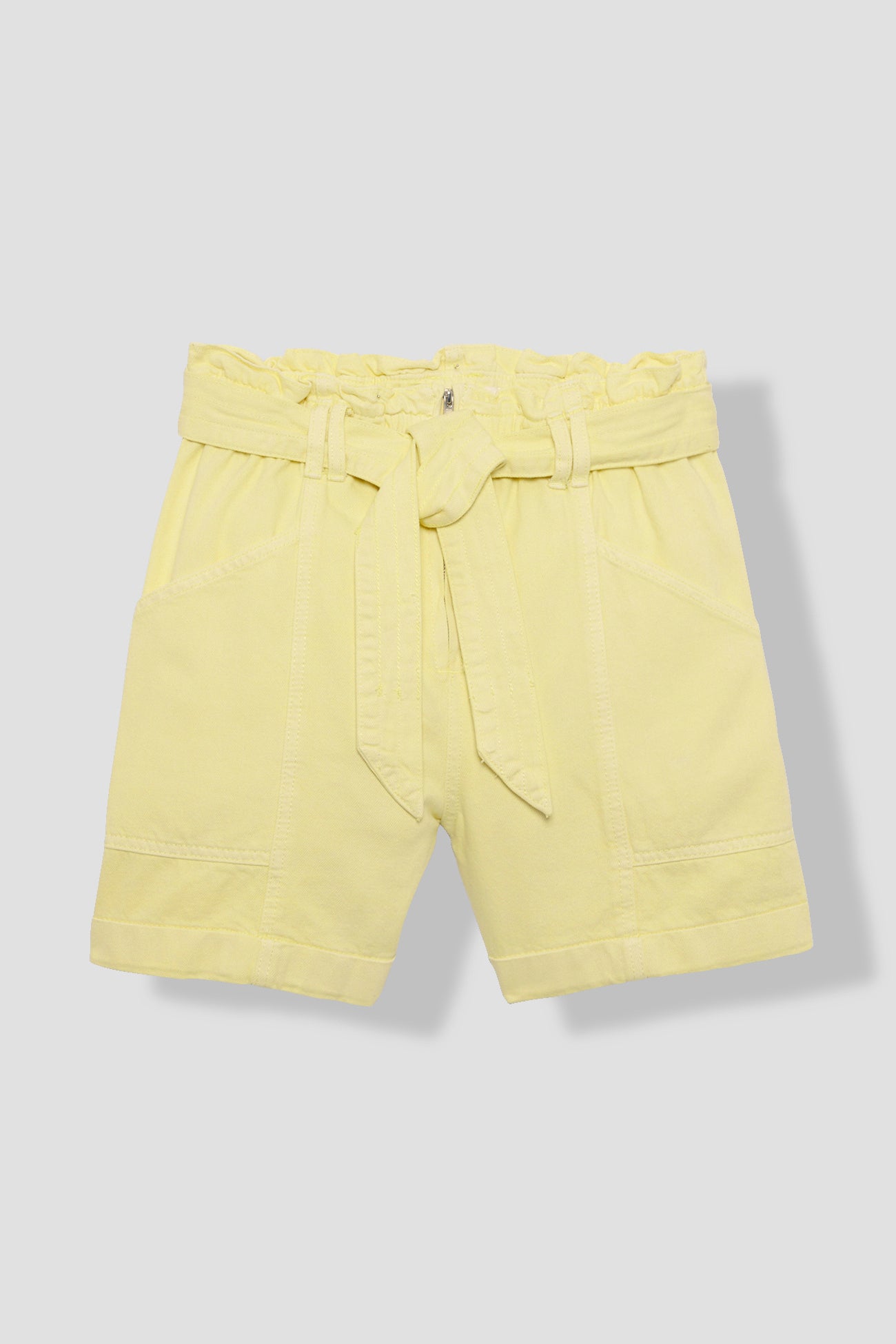 High-waist paperbag shorts - Light yellow