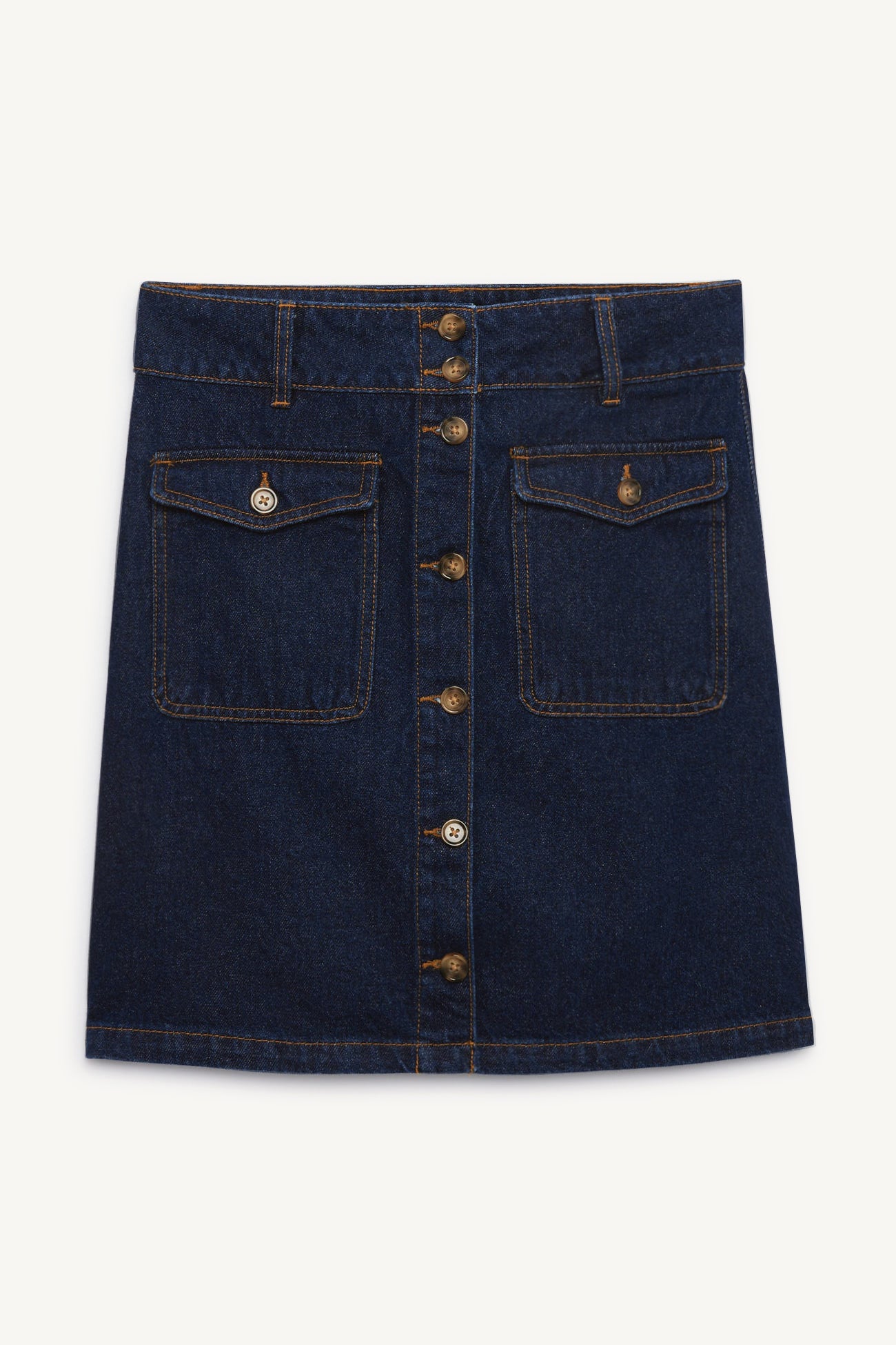 Buttoned denim skirt - Rinse denim
