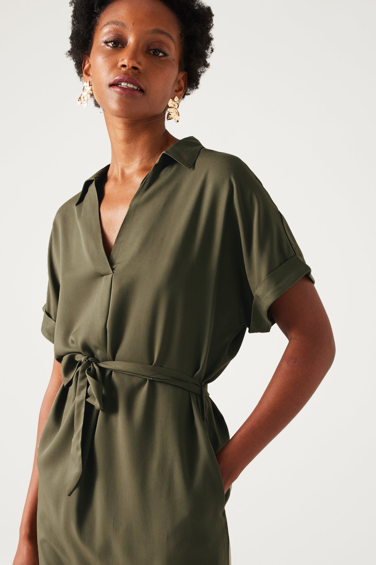 Short unicolour dress - Camel