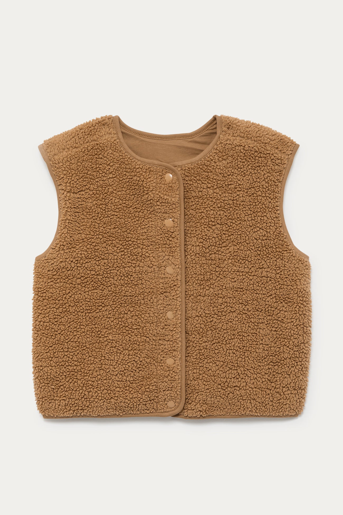 Snug sleeveless jacket - Chestnut brown