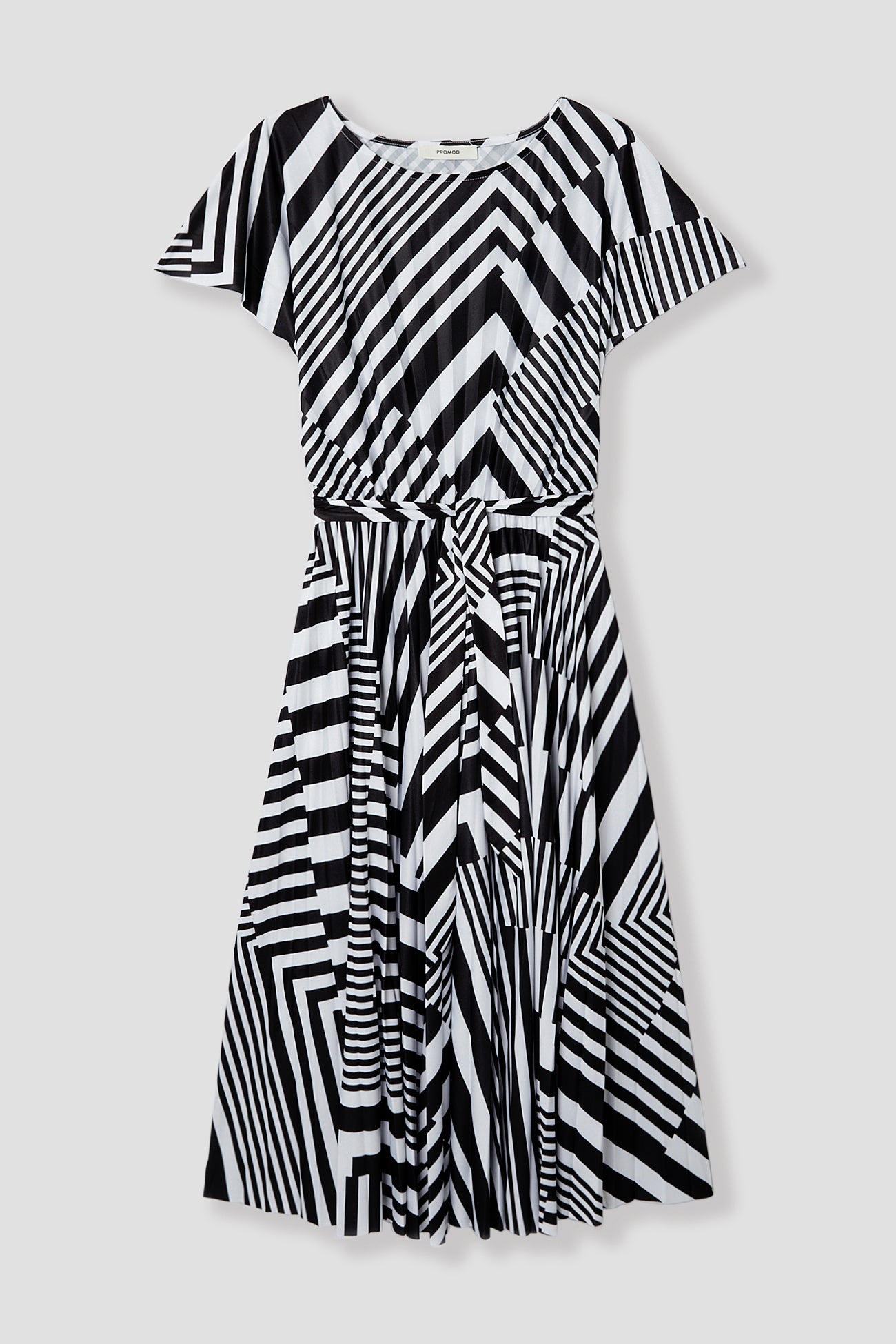 Pleated striped dress - Black stripes