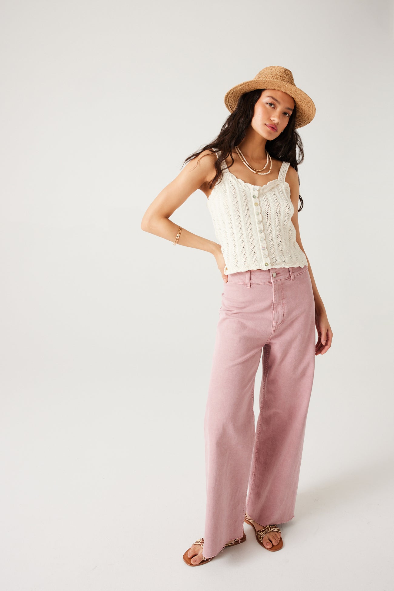 Crochet strappy top - Ecru