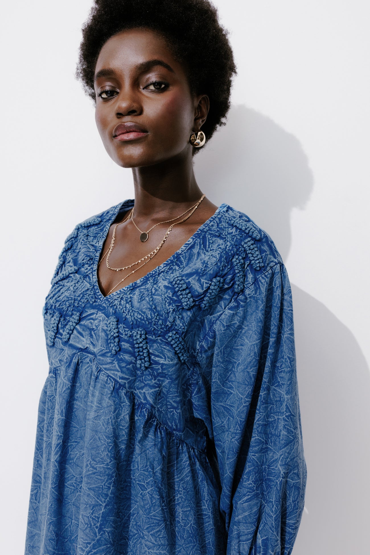 Canvas babydoll dress - Blue