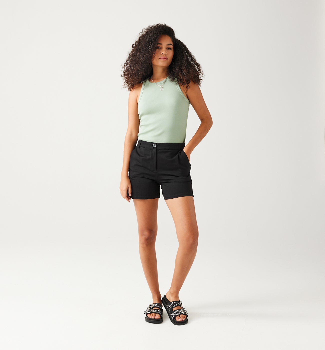 Sheen cotton shorts - Black