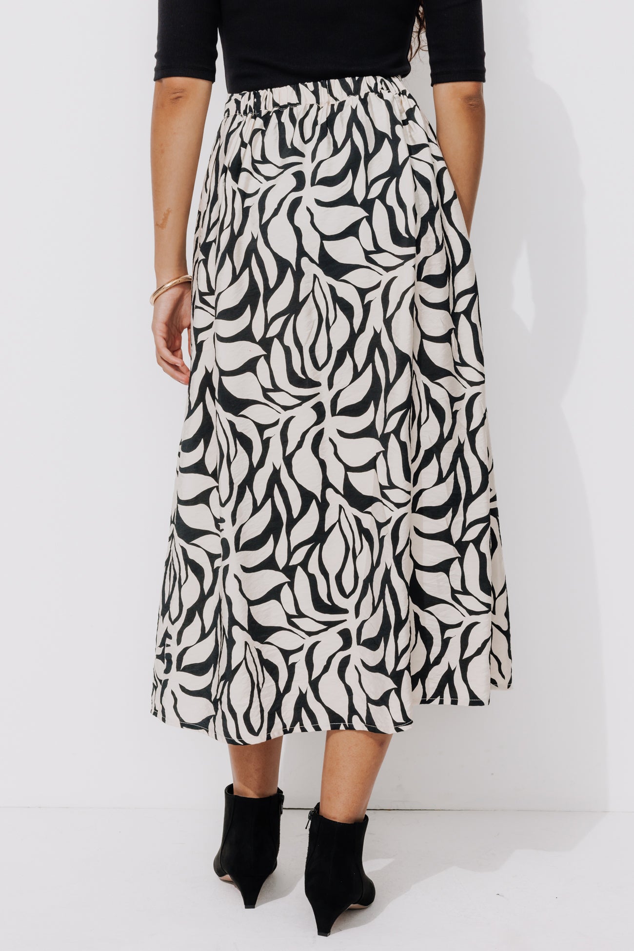 Ecodesign patterned skirt - Black print