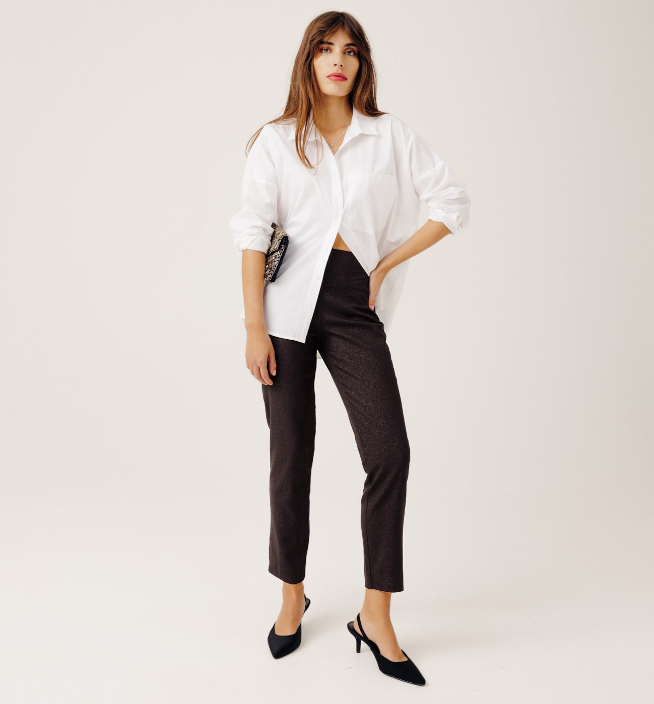 Glitzy cigarette trousers - Black print