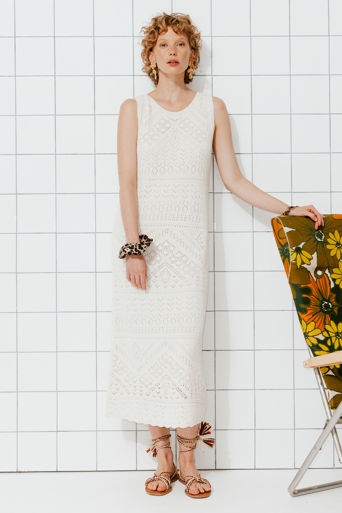 Knitted openwork dress - Ecru