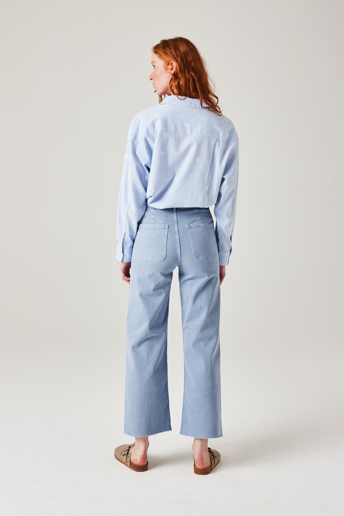 Raw cut high-waist trousers - Blue