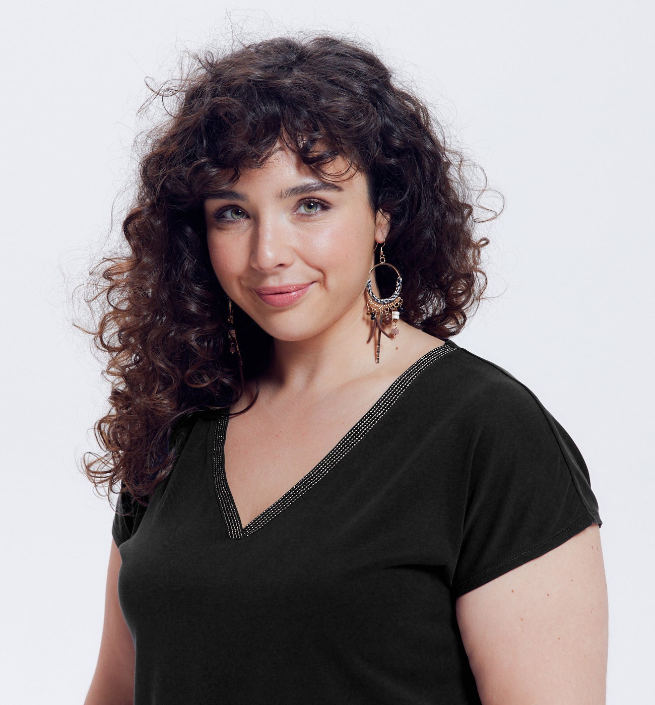 V-neck top with glitzy detail - Black