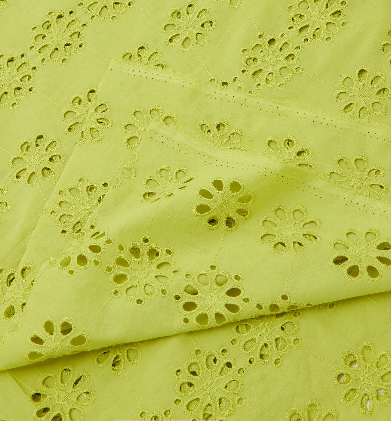 Broderie anglaise fabric cut - Anise green