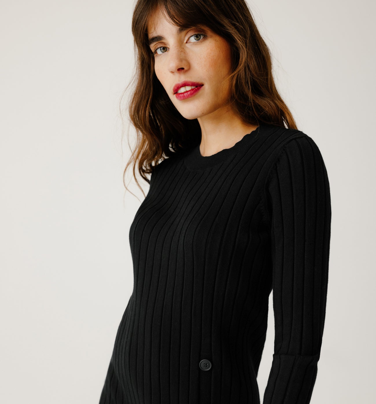 Ribbed midi jumper dress - Black
