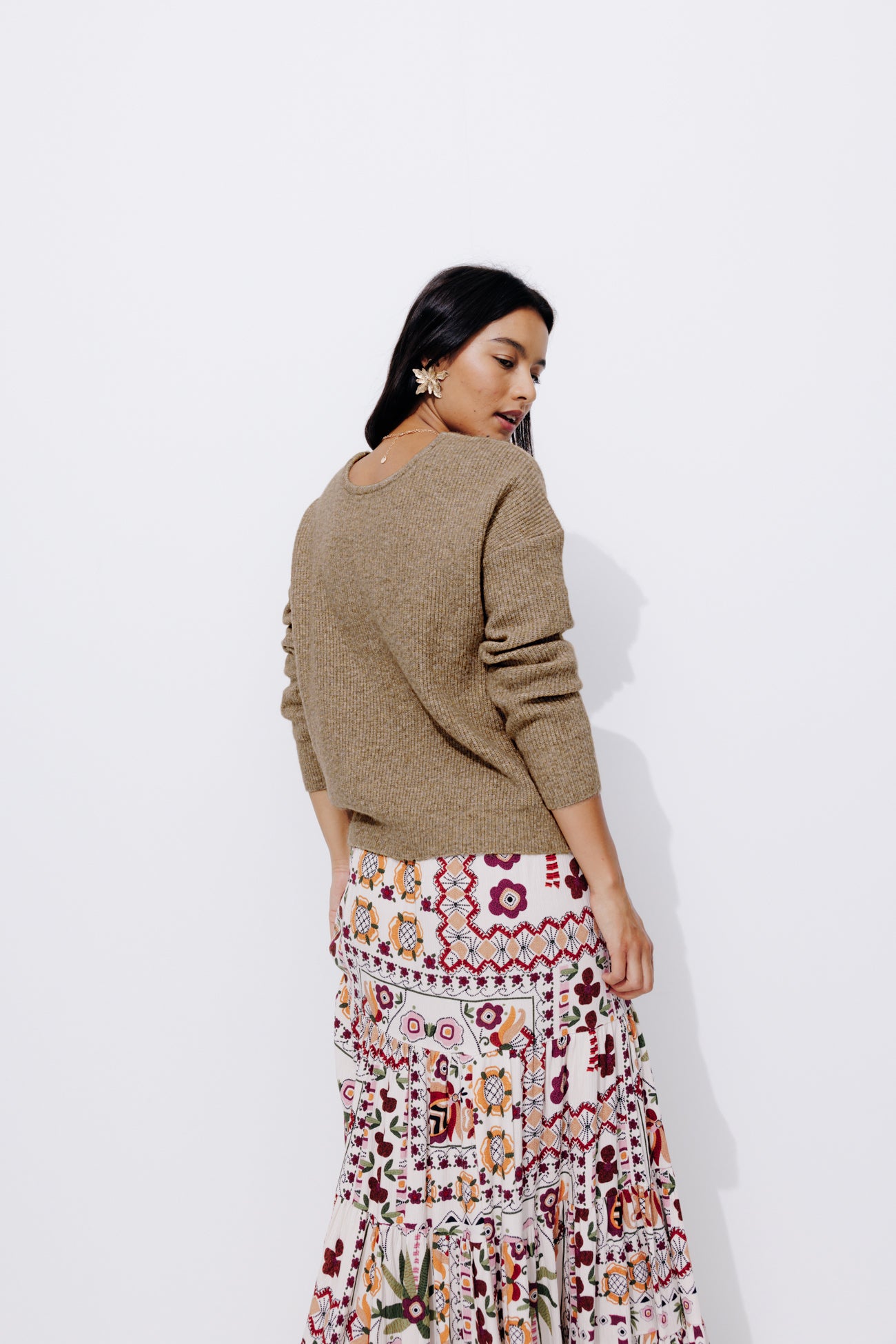 V-neck ribbed jumper - Grey