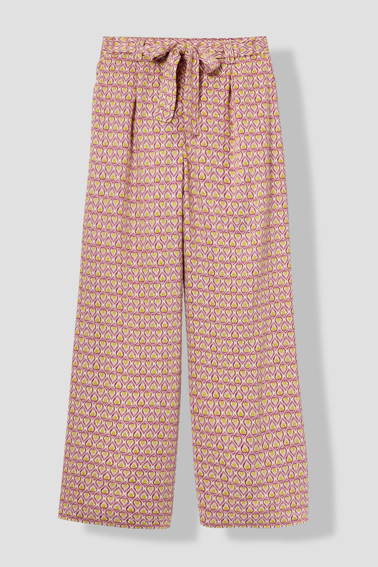 High-waist wideleg trousers - Ochre print