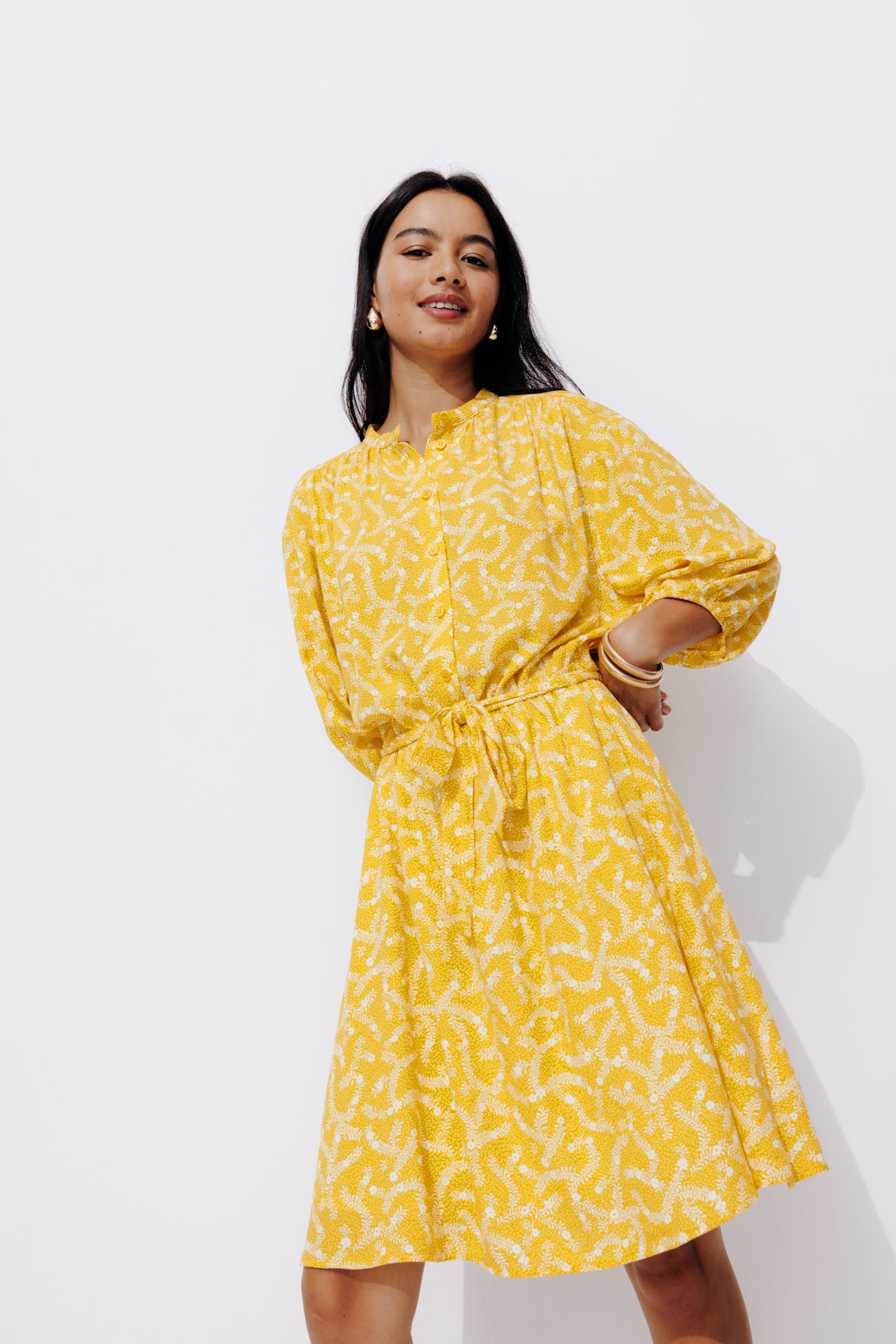 Patterned dress - Ochre print