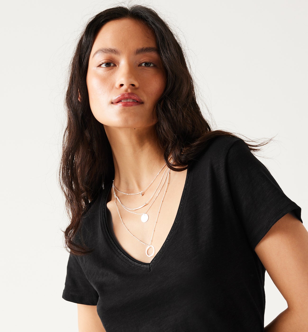 V-neck top - Ochre print