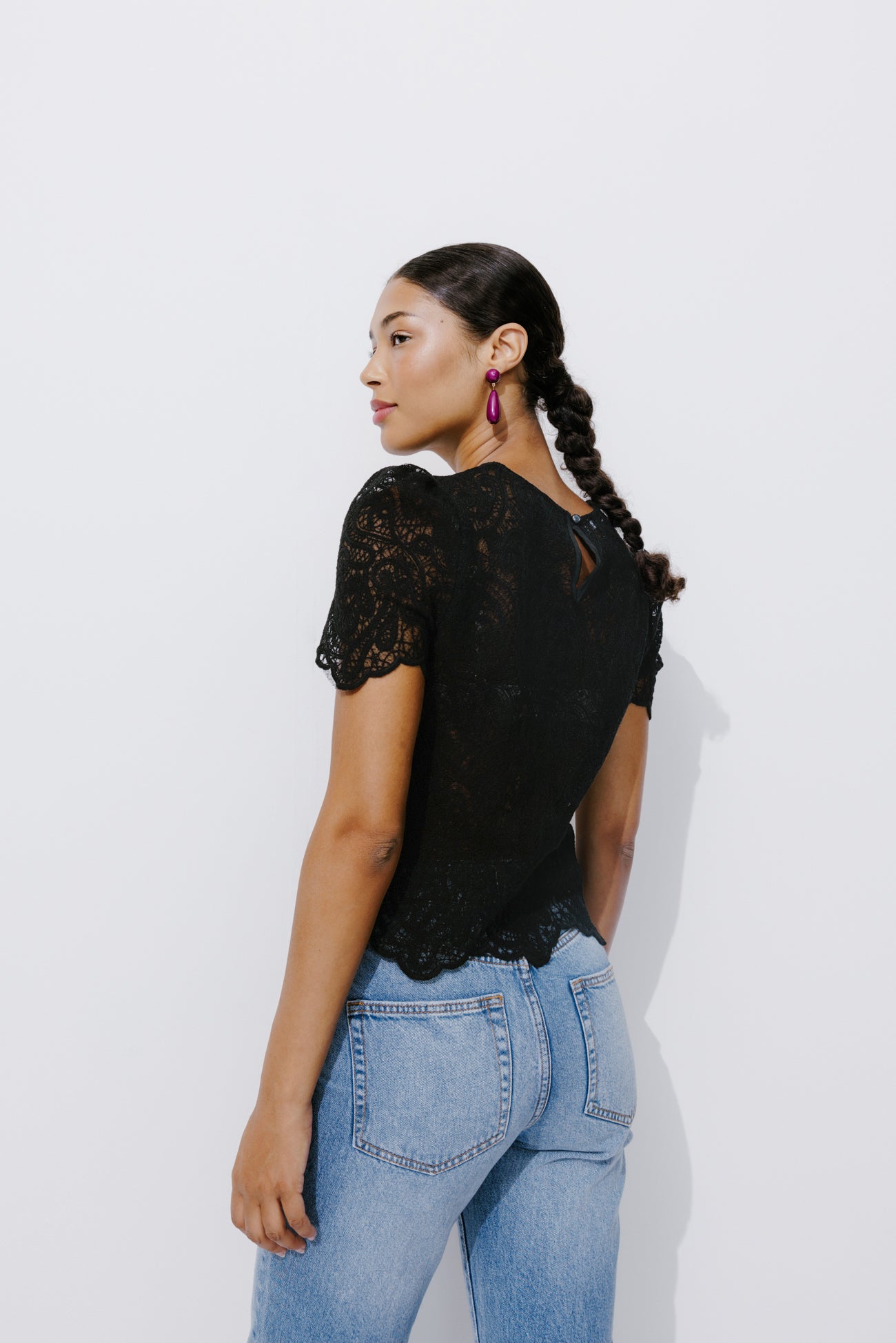 Lace-effect blouse - Ecru