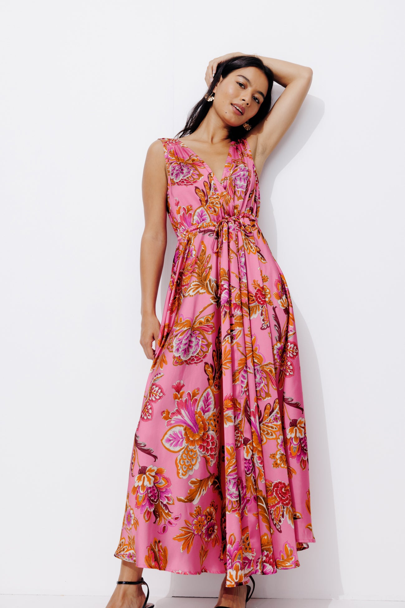 Eco-design long dress - Pink print