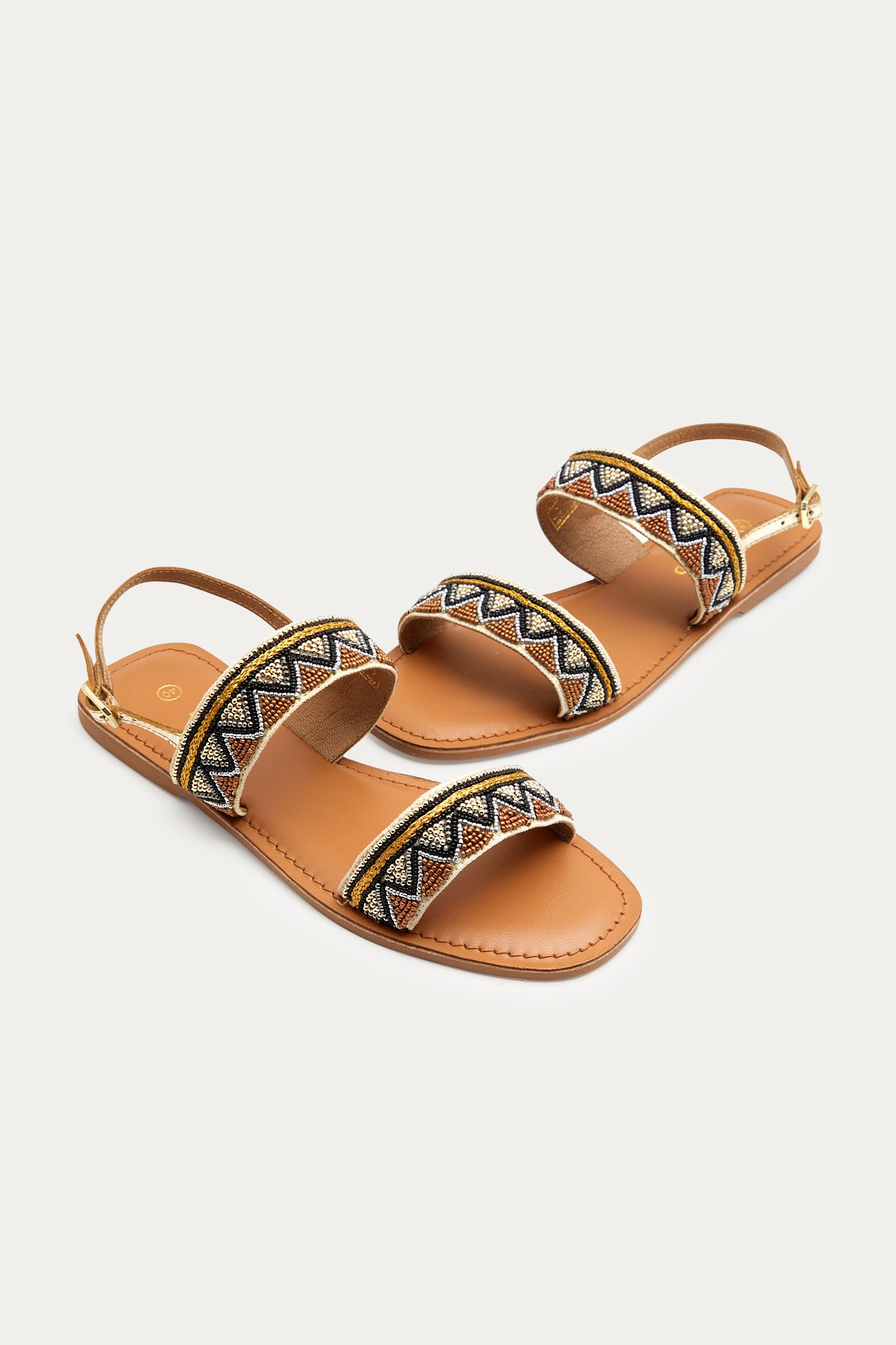 Beaded open sandals - Gold