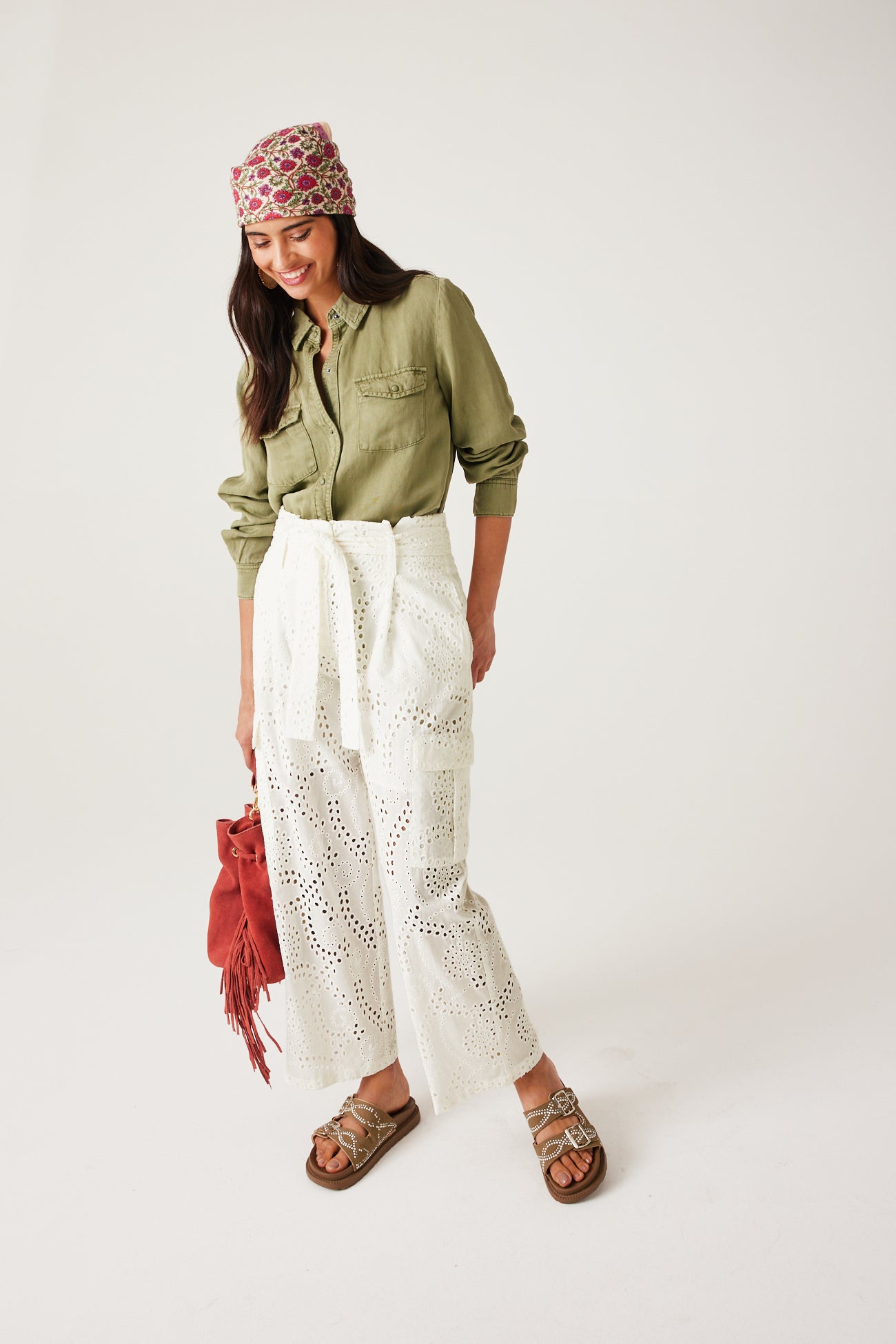 Broderie anglaise trousers - Black