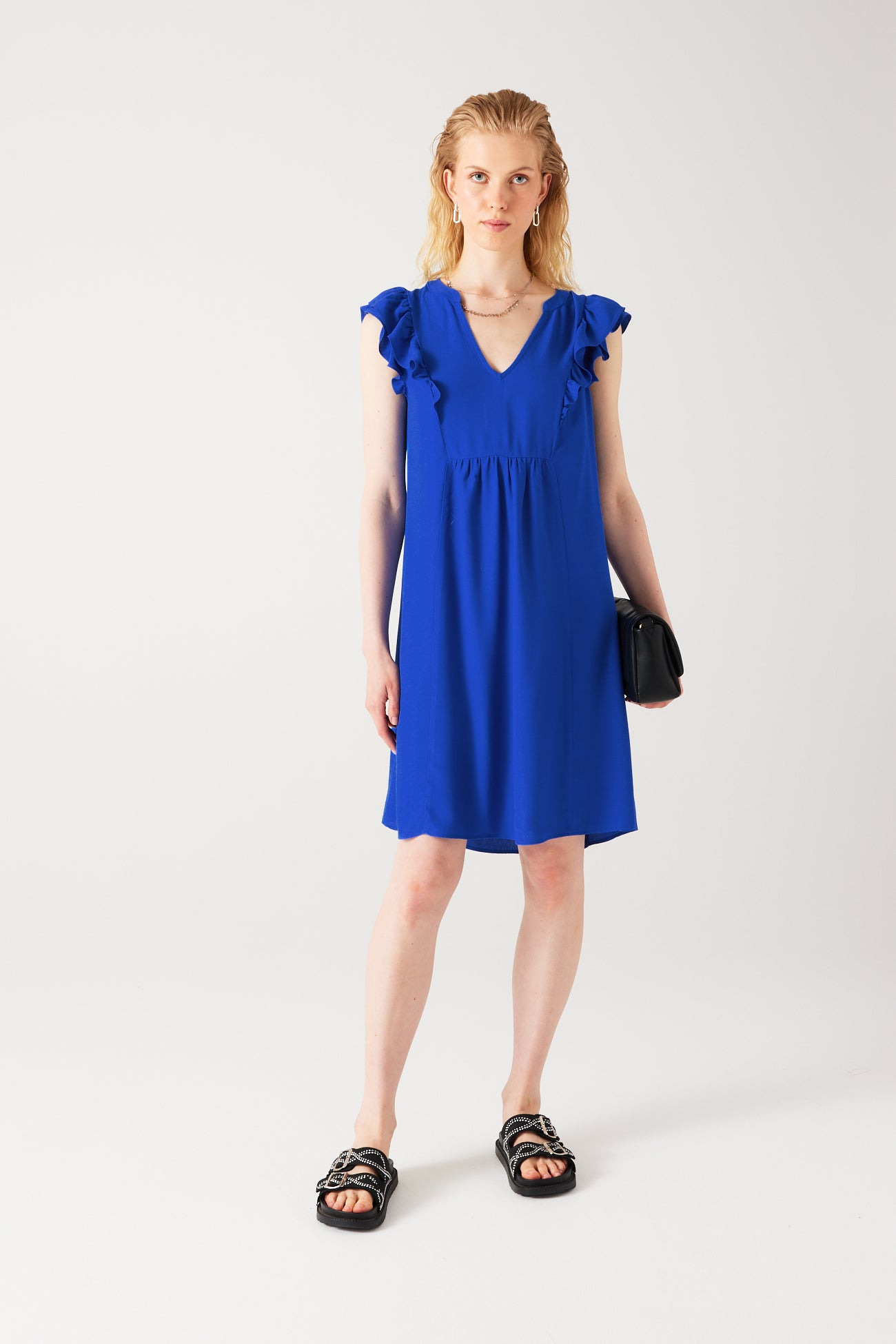 Eco-produced dress - Navy blue print