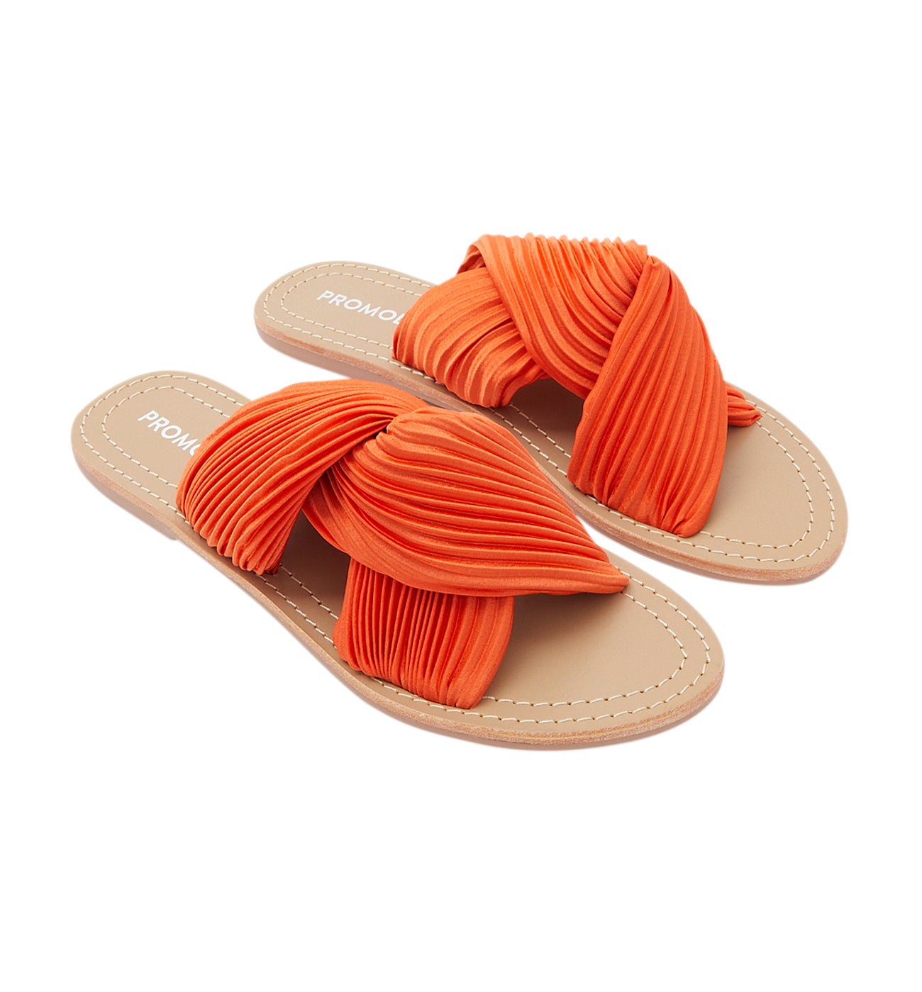 Pleat strap mules - Orange