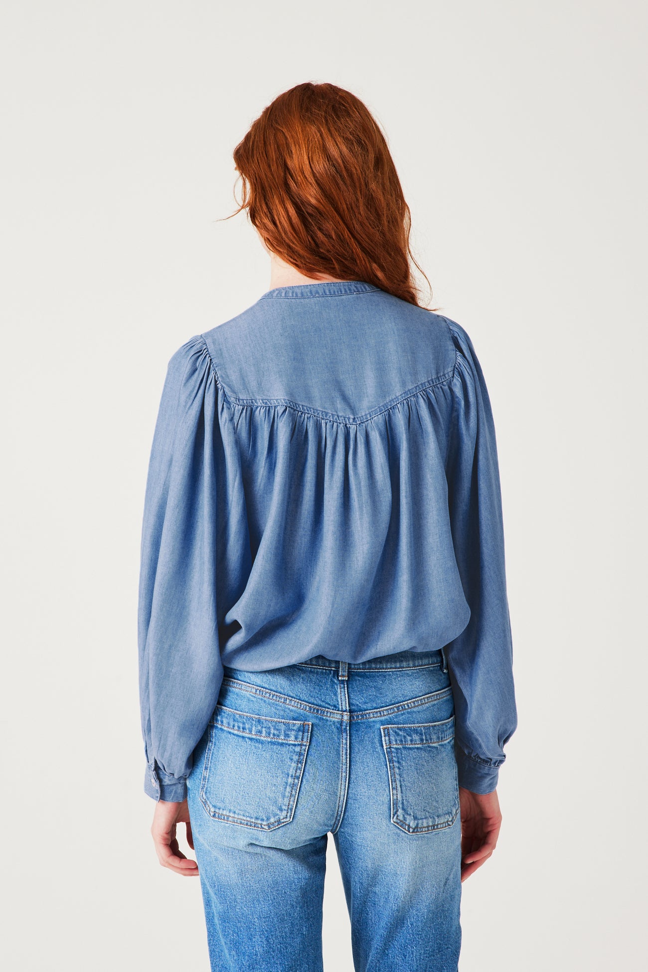 Lyocell embroidered shirt - Medium denim