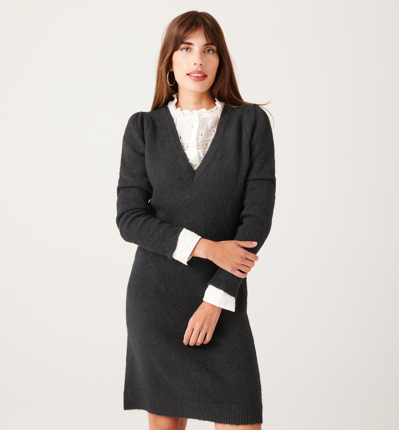 Flecked jumper dress - Black