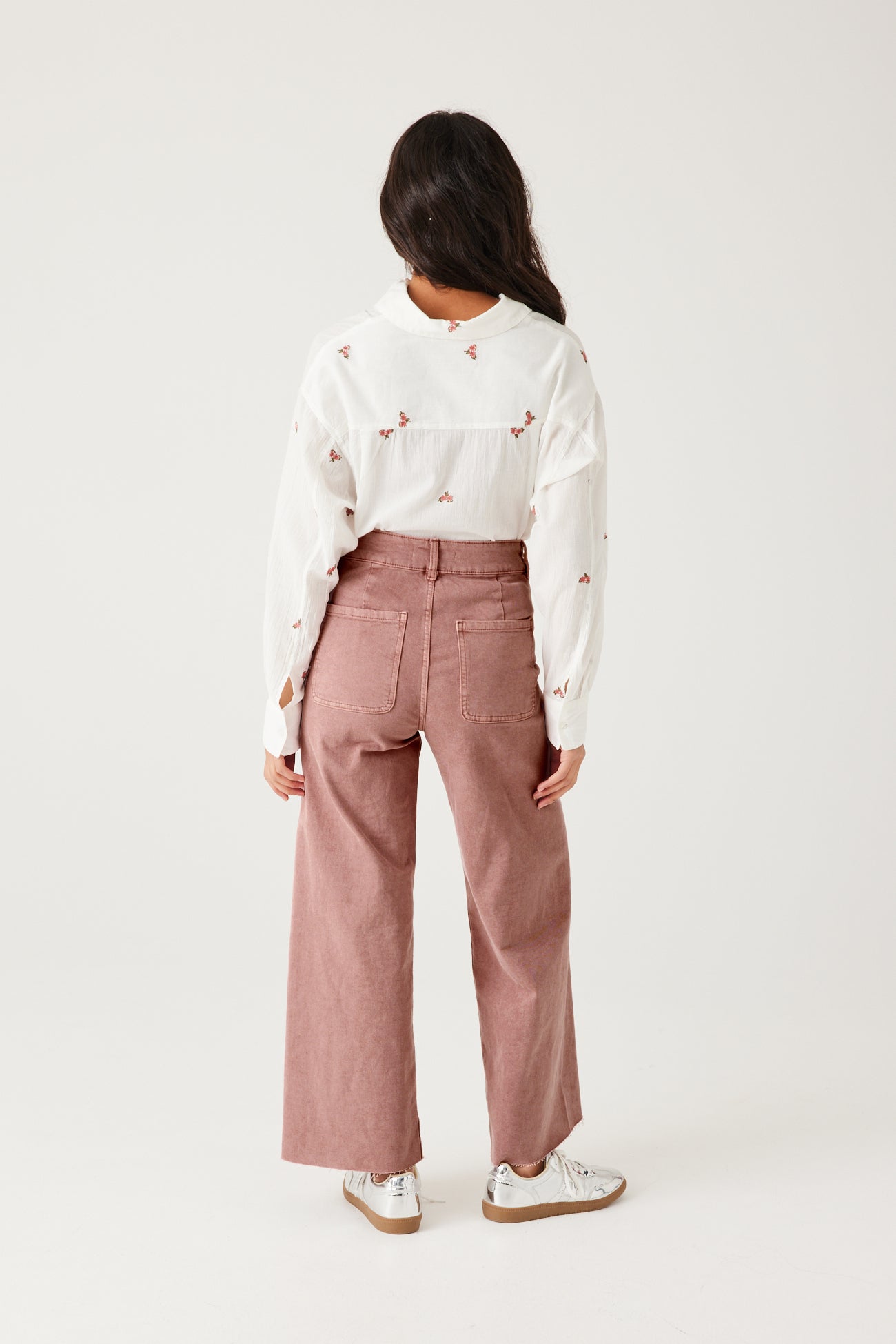 Raw cut high-waist trousers - Blue