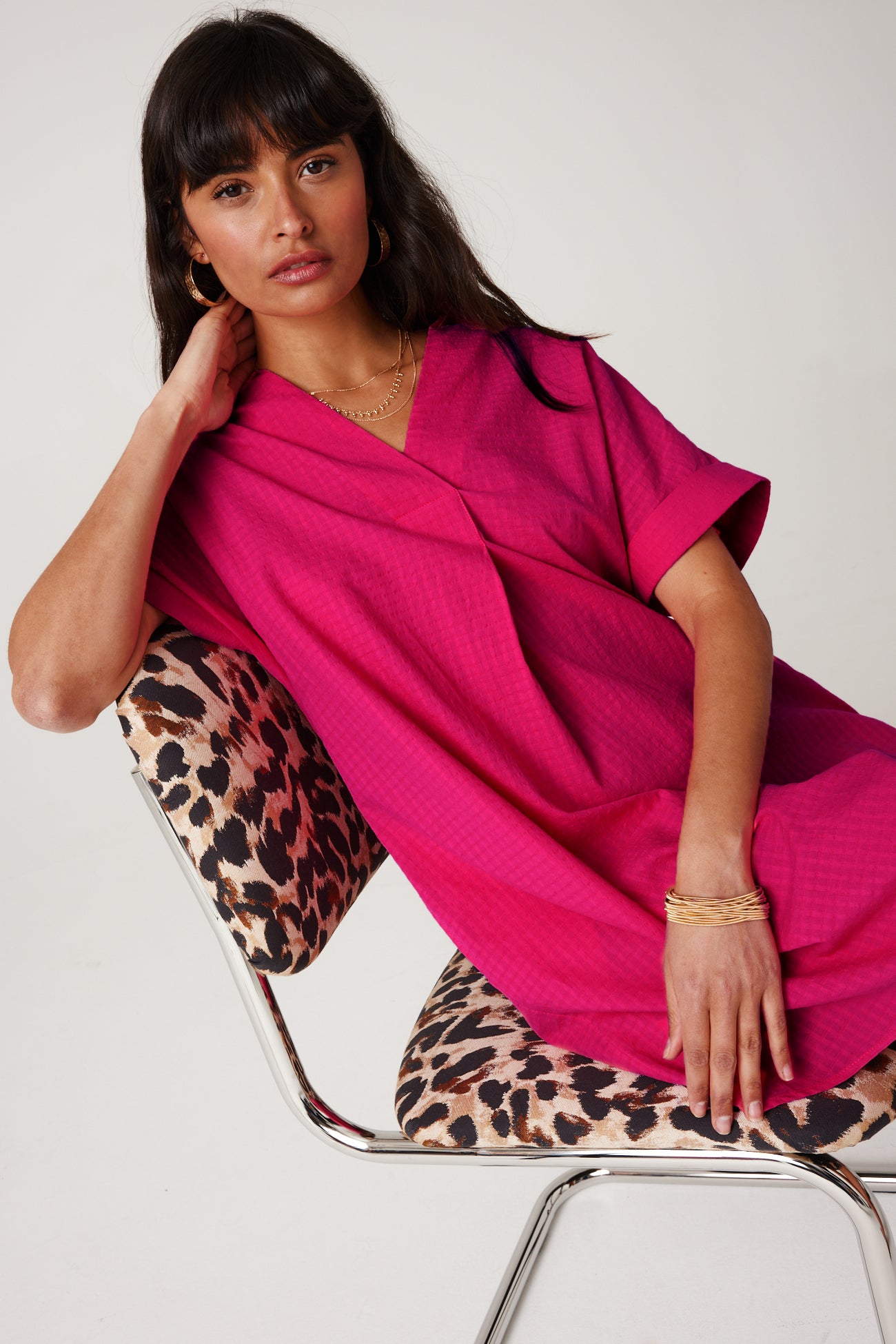 Short plain dress - Raspberry red